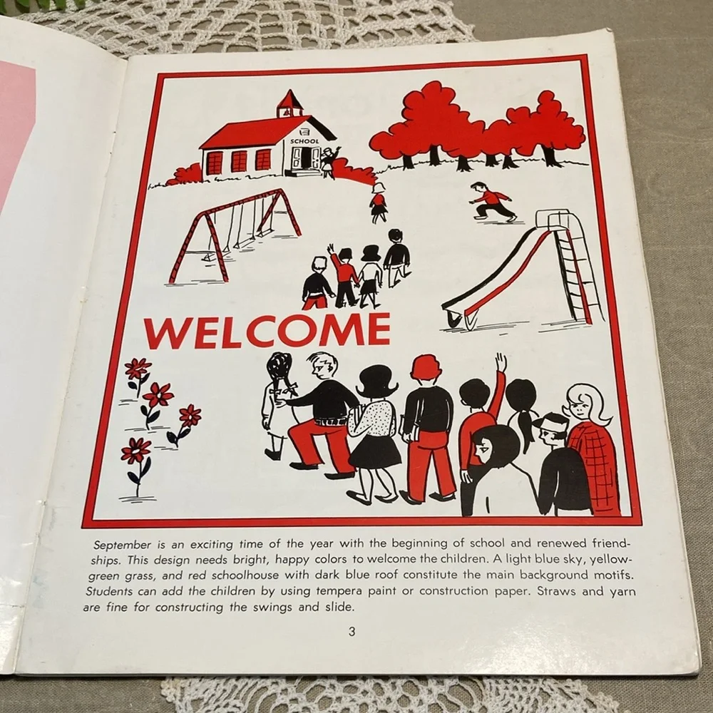 Vintage 1968 Classroom Bulletin Board Design Book With Color Graphics